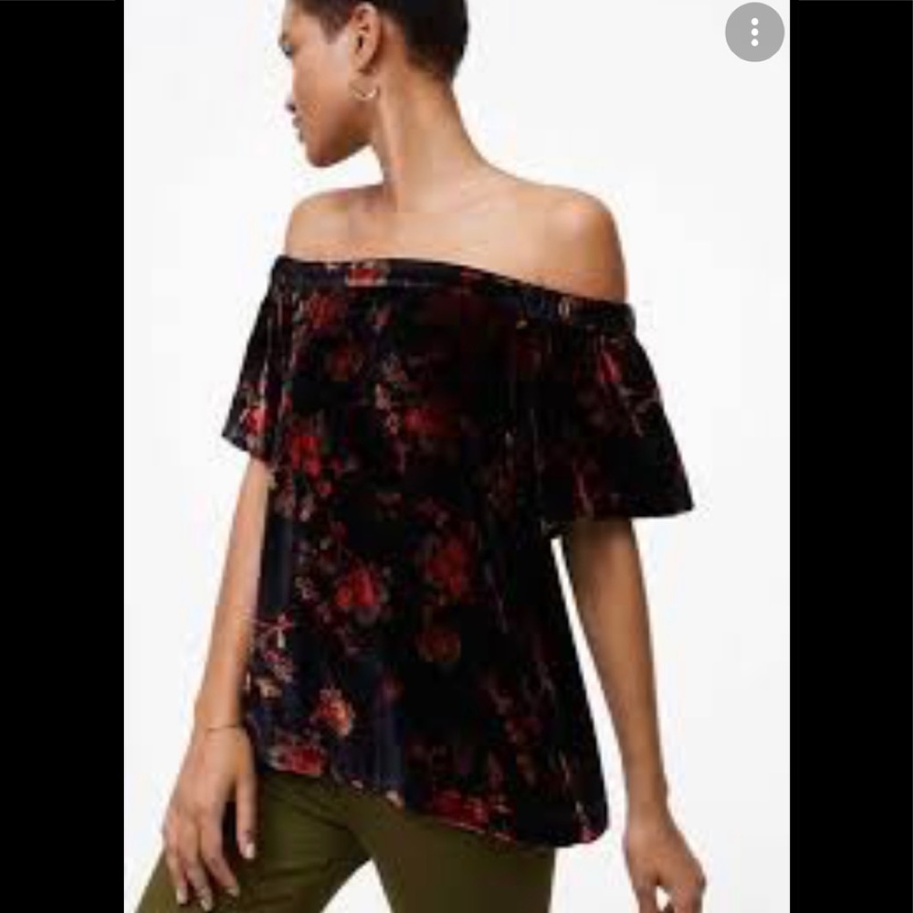 Loft off the shoulder velvet floral top